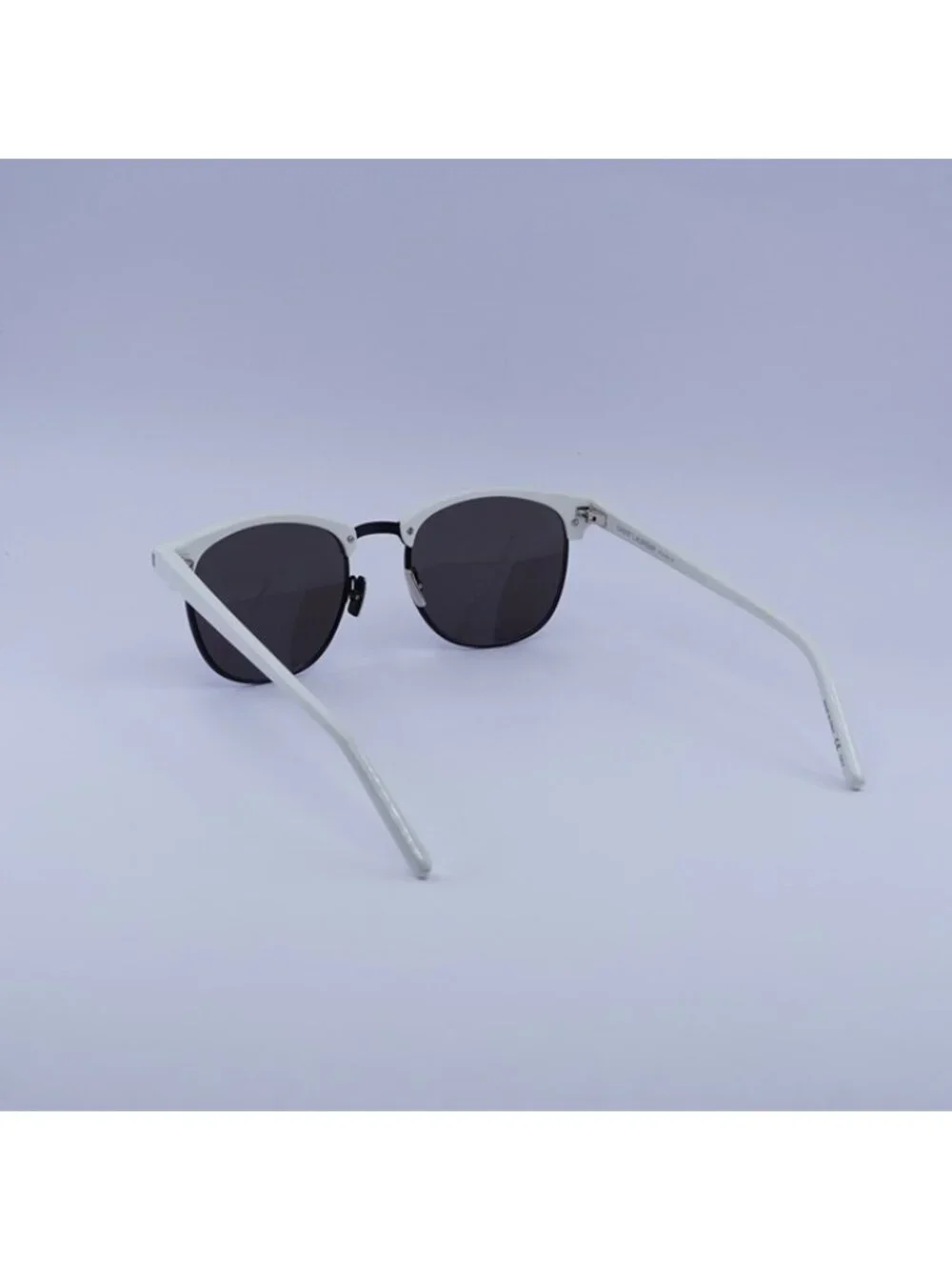 Saint Laurent SL108 011 Sunglasses Ivory Browline Frame, Black Lenses
